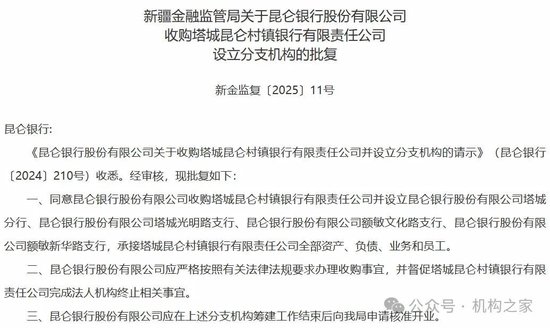 获批收购塔城昆仑村镇银行！昆仑银行冲破壁垒后开拓零售新战场？